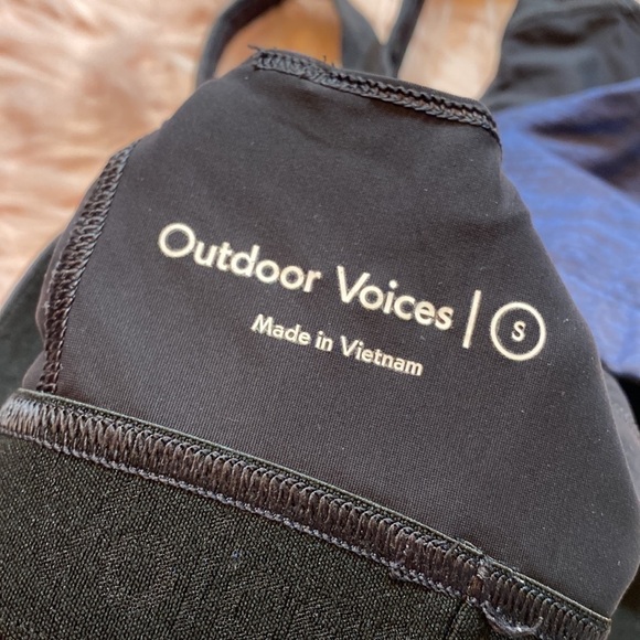 Outdoor Voices Tech Sweat Key Black Blue Sports Bra sz S - Picture 3 of 11